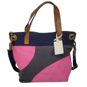 Fossil Keely Bucket Crossbody, Pink Dot Multi, Detach. Shoulder Strap, Like New